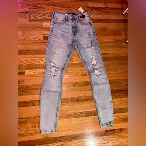 Aeropostale High Rise Distressed Jeans - Light Blue